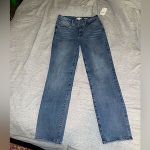 NWT Good American Indigo Denim Straight-Leg/Mid-Rise Jeans